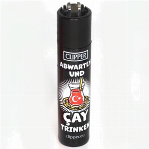 Clipper Feuerzeug Deutsch Türkisch 4v4 Abwarten und CAY Trinken