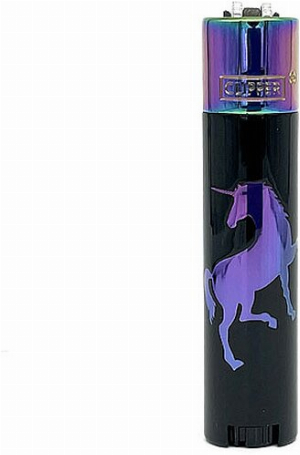 Clipper Feuerzeug Metall Einhorn Lila