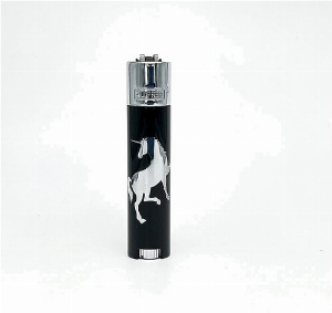 Clipper Feuerzeug Metall Einhorn Silber