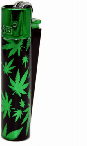 Clipper Feuerzeug Metall Green Leaves grün