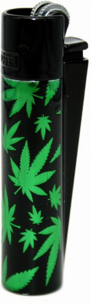 Clipper Feuerzeug Metall Green Leaves schwarz
