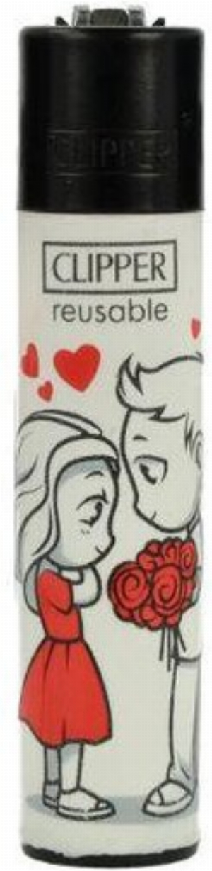 Clipper Feuerzeug In Love 3v4 Mann schenkt Frau Rosen