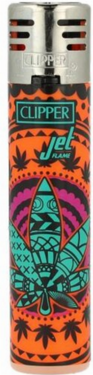 Clipper Feuerzeug Jet-Flame Mandala Leaves 3v4