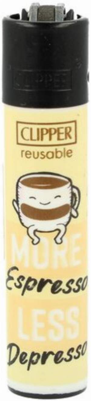 Clipper Feuerzeug Kaffeepause 2v4 More Espresso Less Depresso