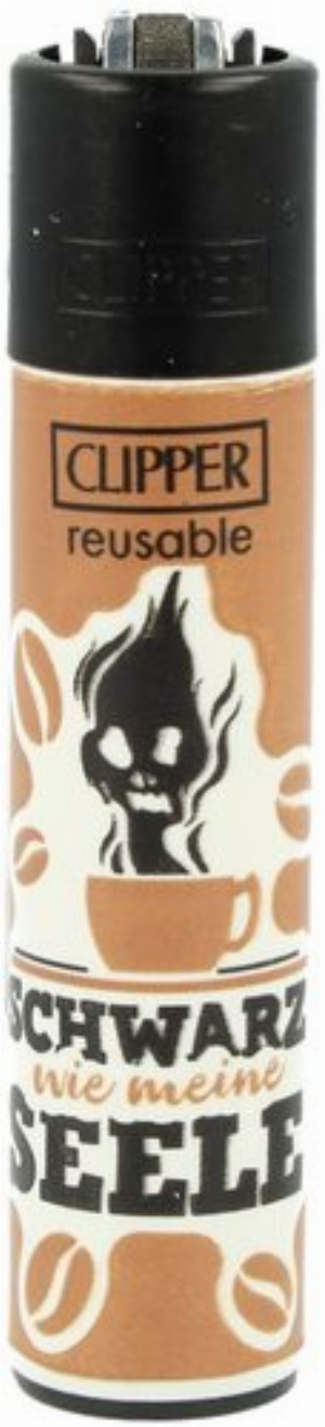 Clipper Feuerzeug Kaffeepause 3v4 Schwarz wie meine Seele