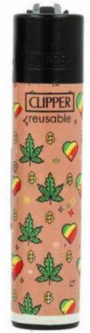 Clipper Feuerzeug Leaf Pattern 4v4 Hanfblatt, Herzen