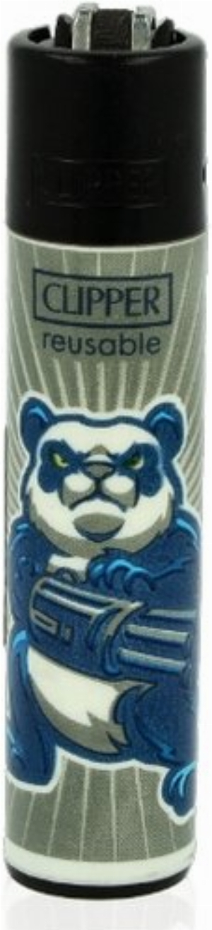 Clipper Feuerzeug Mad Animals 2 - 2v4 PANDA MIT GATTLING GUN