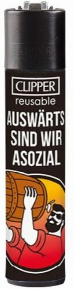 Clipper Feuerzeug Malle 3v4 AUSWÄRTS SIND WIR ASOZIAL