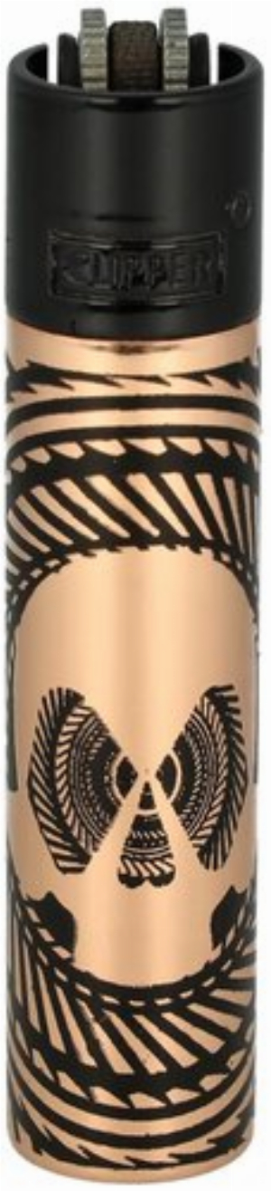Clipper Feuerzeug Metall Amazing Skull Rosegold