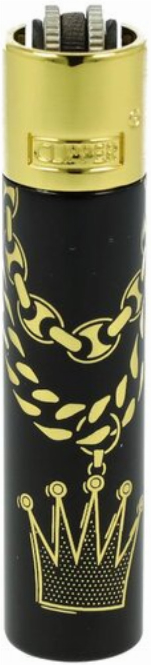 Clipper Feuerzeug  Metall Gold Kette mit Krone