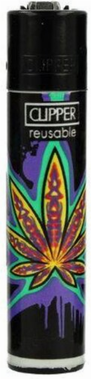 Clipper Feuerzeug Neon Leaves 2 3v4 Weedblatt