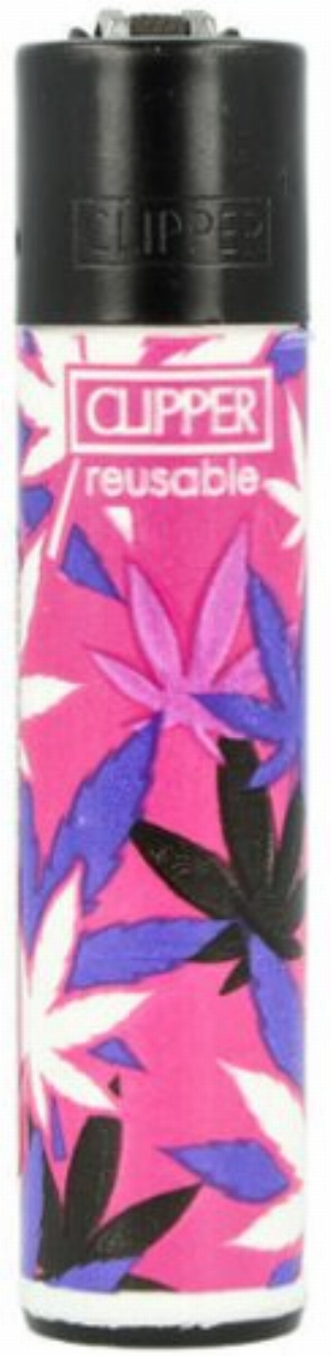 Clipper Feuerzeug Pink Leaves 3v4 Hanfblatt Nr.3