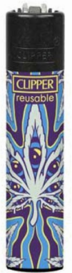 Clipper Feuerzeug Psychedelic Leaf 1v4 Hanfblatt mit Augen