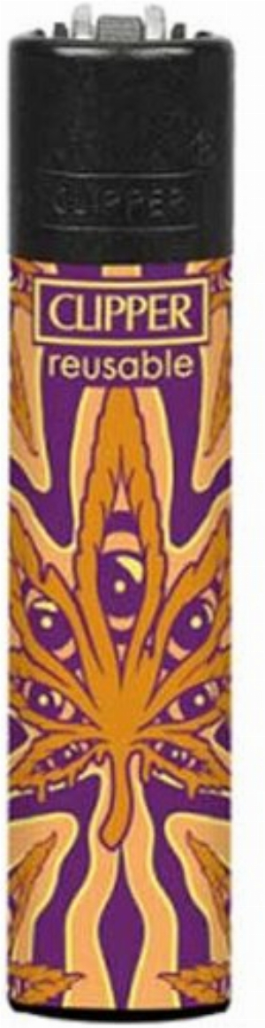 Clipper Feuerzeug Psychedelic Leaf 2v4 Hanfblatt mit Augen