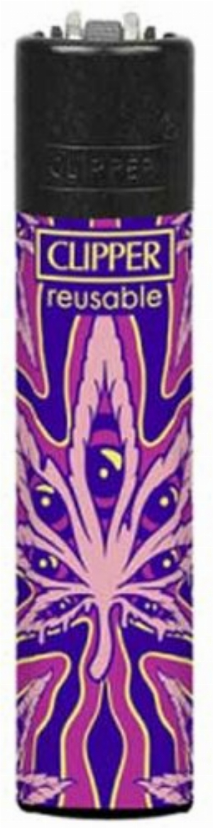 Clipper Feuerzeug Psychedelic Leaf 3v4 Hanfblatt mit Augen
