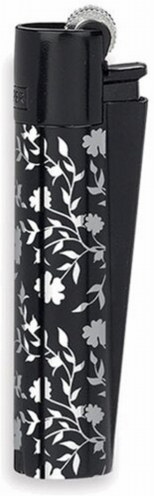 Clipper Feuerzeug Metall Silber Pattern schwarz