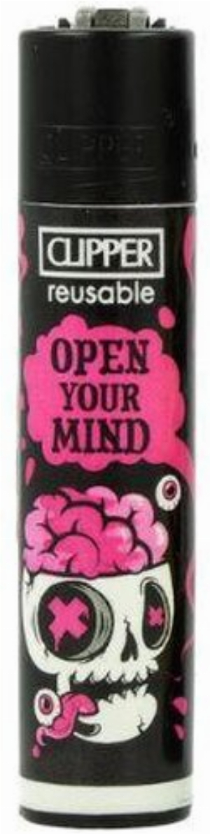 Clipper Feuerzeug Skull Slogan 1v4 OPEN YOUR MIND