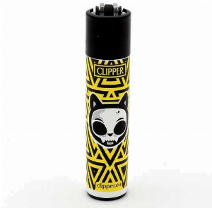 Clipper Feuerzeug Skulls 17 - 1v4 Gelb Katze