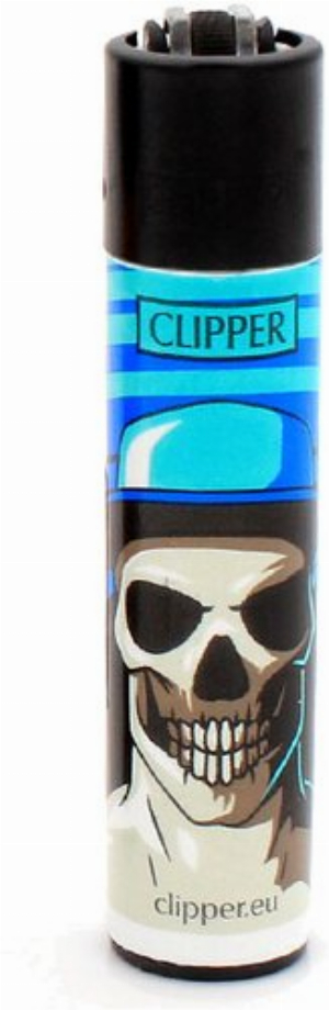Clipper Feuerzeug Skulls 18 Blau 4v4