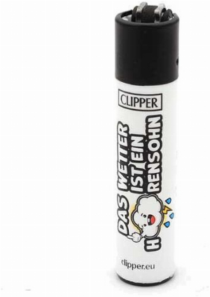 Clipper Feuerzeug Slogan 25 - 3v4 DAS WETTER IST EIN H..RENSOHN