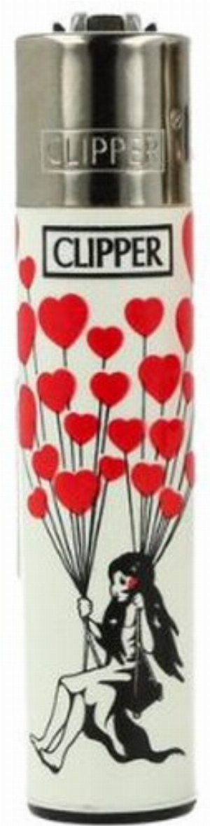 Clipper Feuerzeug Street Art#4 1v4 Mädchen fliegt auf einer Schaukel die an Herzluftballons befestigt ist