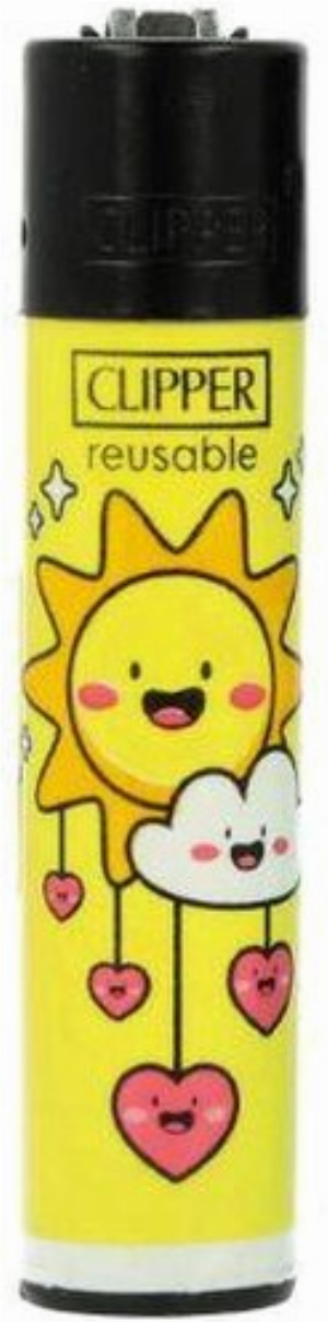 Clipper Feuerzeug Sun & Rain 1v4 Sonne mit Wolke und Herzen