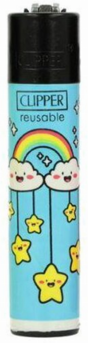 Clipper Feuerzeug Sun & Rain 2v4 Regenbogen mit Wolken und Sternen