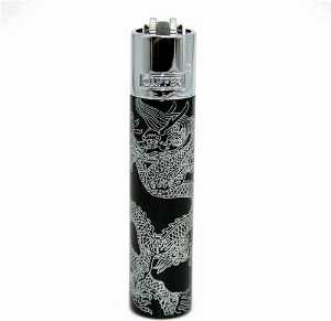 Clipper Feuerzeug Metall Super Dragons silber