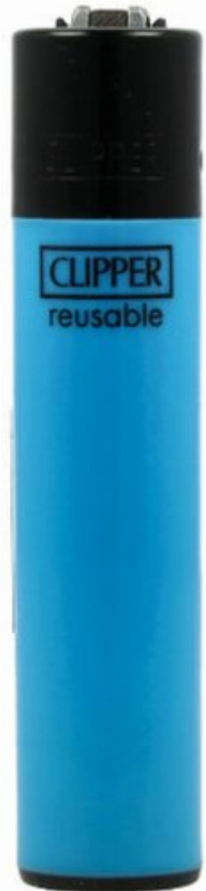 Clipper Feuerzeug Uni Solid Branded Blau mit Schwarzer Kappe