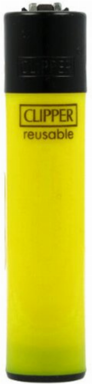 Clipper Feuerzeug Uni Solid Branded Gelb mit Schwarzer Kappe