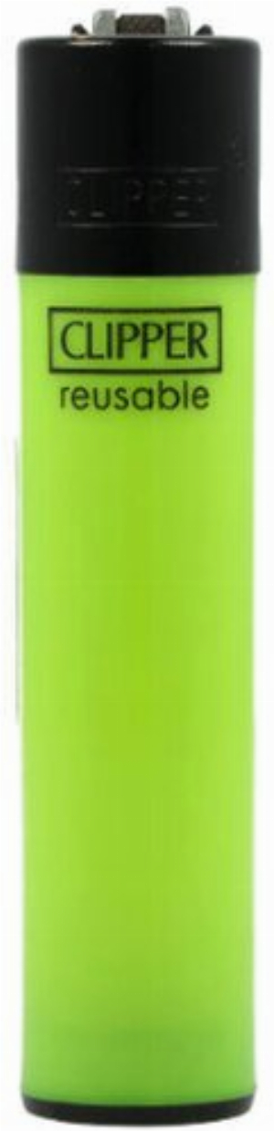 Clipper Feuerzeug Uni Solid Branded Grün mit Schwarzer Kappe