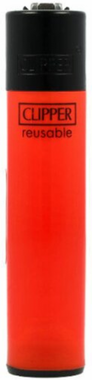 Clipper Feuerzeug Uni Solid Branded Orange mit Schwarzer Kappe