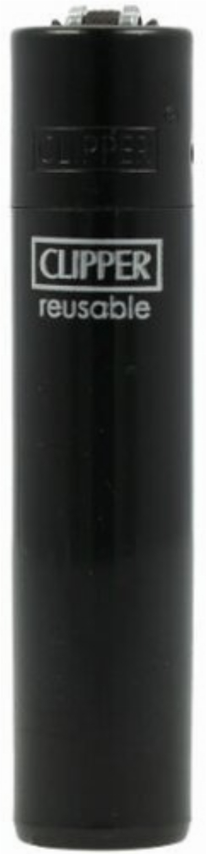 Clipper Feuerzeug Uni Solid Branded Schwarz mit Schwarzer Kappe