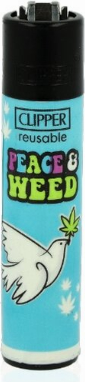 Clipper Feuerzeug Weed Slogan 11 -  2v4 PEACE & WEED