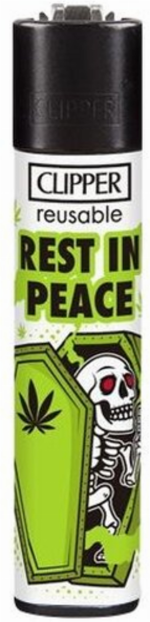 Clipper Feuerzeug Weed Slogan 12 1v4 REST IN PEACE