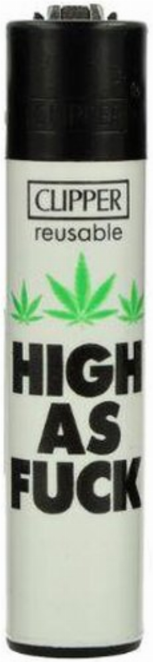 Clipper Feuerzeug Weed Slogan 15 D 2v4 HIGH AS FUCK