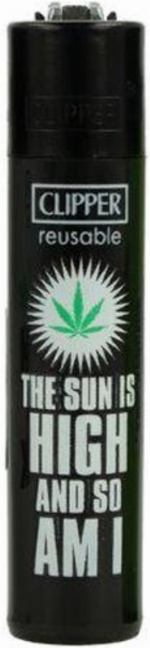 Clipper Feuerzeug Weed Slogan 15 D 3v4 THE SUN IS HIGH AND SO AM I