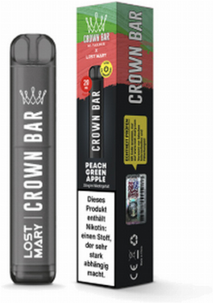 Crown Bar by Al Fakher X Lost Mary Peach Green Apple Einweg E-Zigarette 20mg