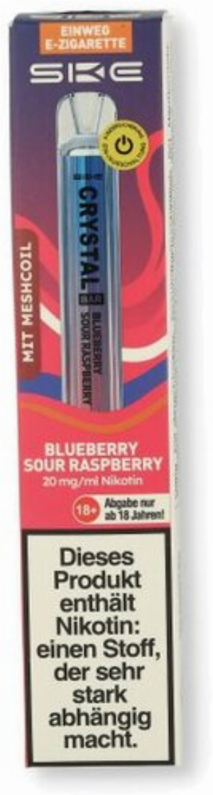 SKE Crystal Bar Blueberry Sour Raspberry Einweg E-Zigarette 20mg