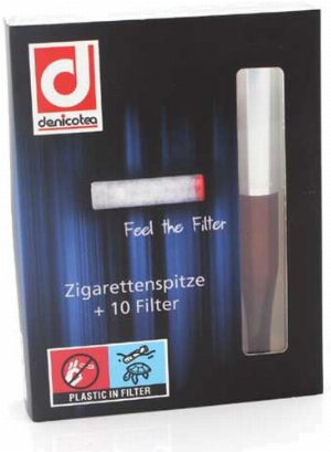 Denicotea Zigarettenspitze 20209 kurzes Mundstück chrom/braun