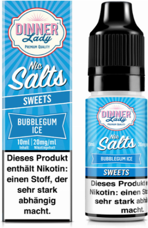 Dinner Lady Liquid Bubblegum Ice Nic Salt 10ml 20mg