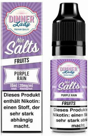 Dinner Lady Liquid Fruits Blue Raspberry Purple Rain Nic Salts 10ml 20mg