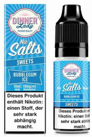 Dinner Lady Liquid Sweets Bubblegum Ice Nic Salt 10ml 10mg