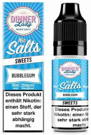 Dinner Lady Liquid Sweets Bubblegum Nic Salts 10ml 20mg