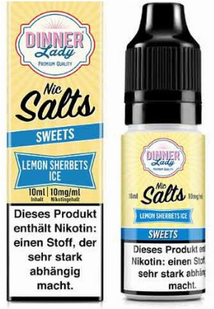 Dinner Lady Liquid Sweets Lemon Sherbets Ice Nic Salt 10ml 10mg
