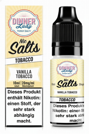 Dinner Lady Liquid Vanilla Tobacco Nic Salt 10ml 20mg