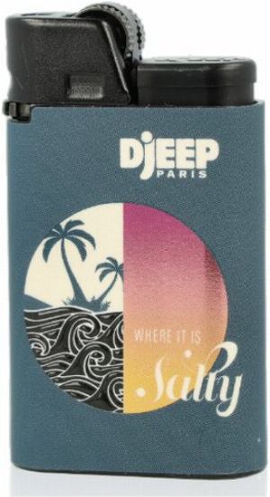 Djeep Paris Feuerzeug Salty Blau Palmen und Wellen im Kreis