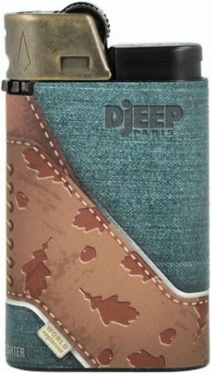 Djeep World Explorer Feuerzeug Blau Hellbraun