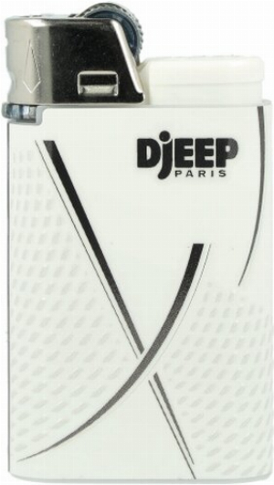 Djeep World X White Nr.2 Feuerzeug Weiß, Dunkelgrau