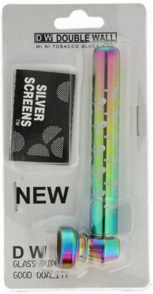 Double Wall Skull Kräuterpfeife Rainbow mit Screens
